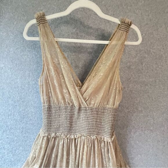 Free People Fancy Lace Metallic Baby Doll Whimsy Fairy Dress Y2K  Mini M  #AJ - Picture 4 of 12